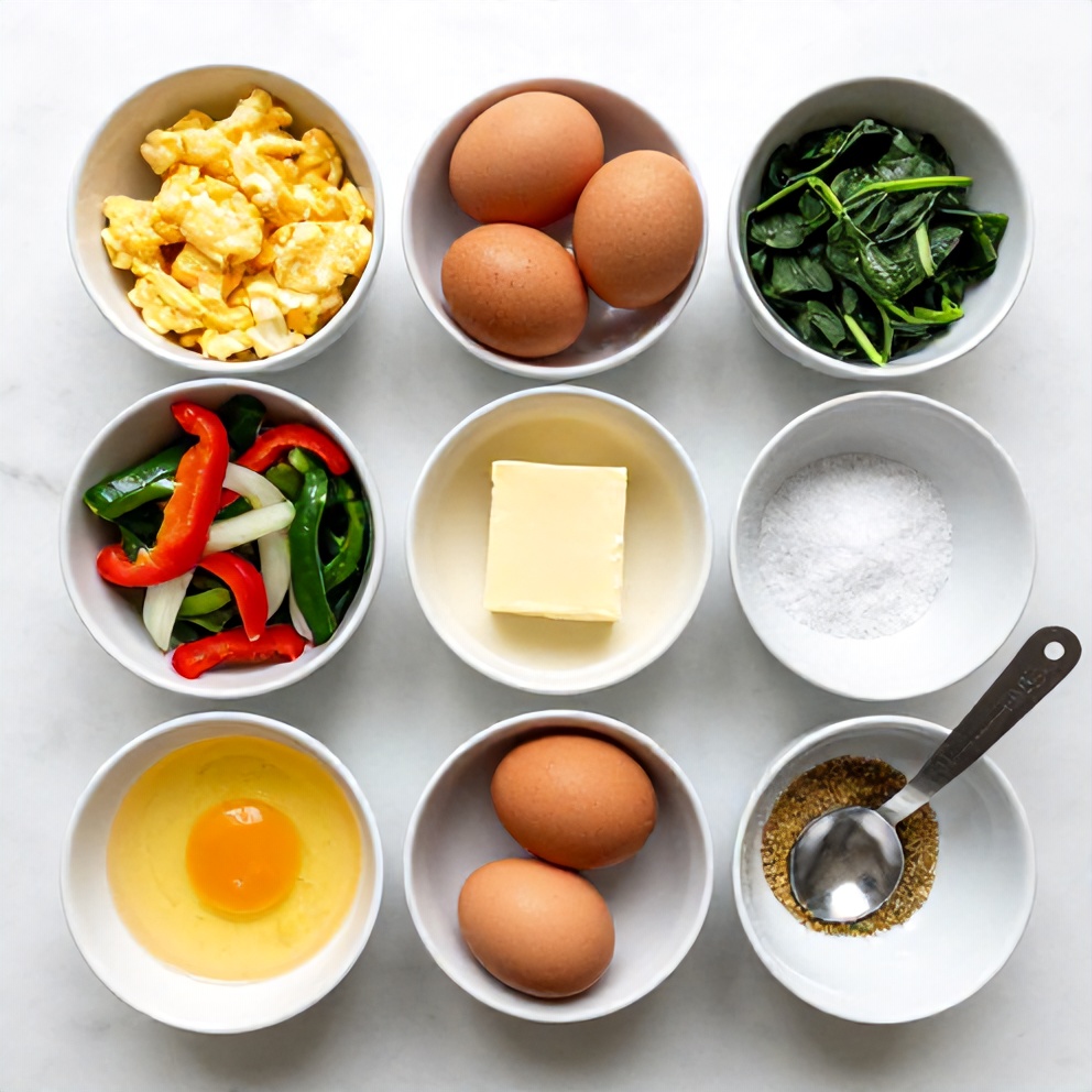 Raw Ingredients for Veggie Scrambled Eggs