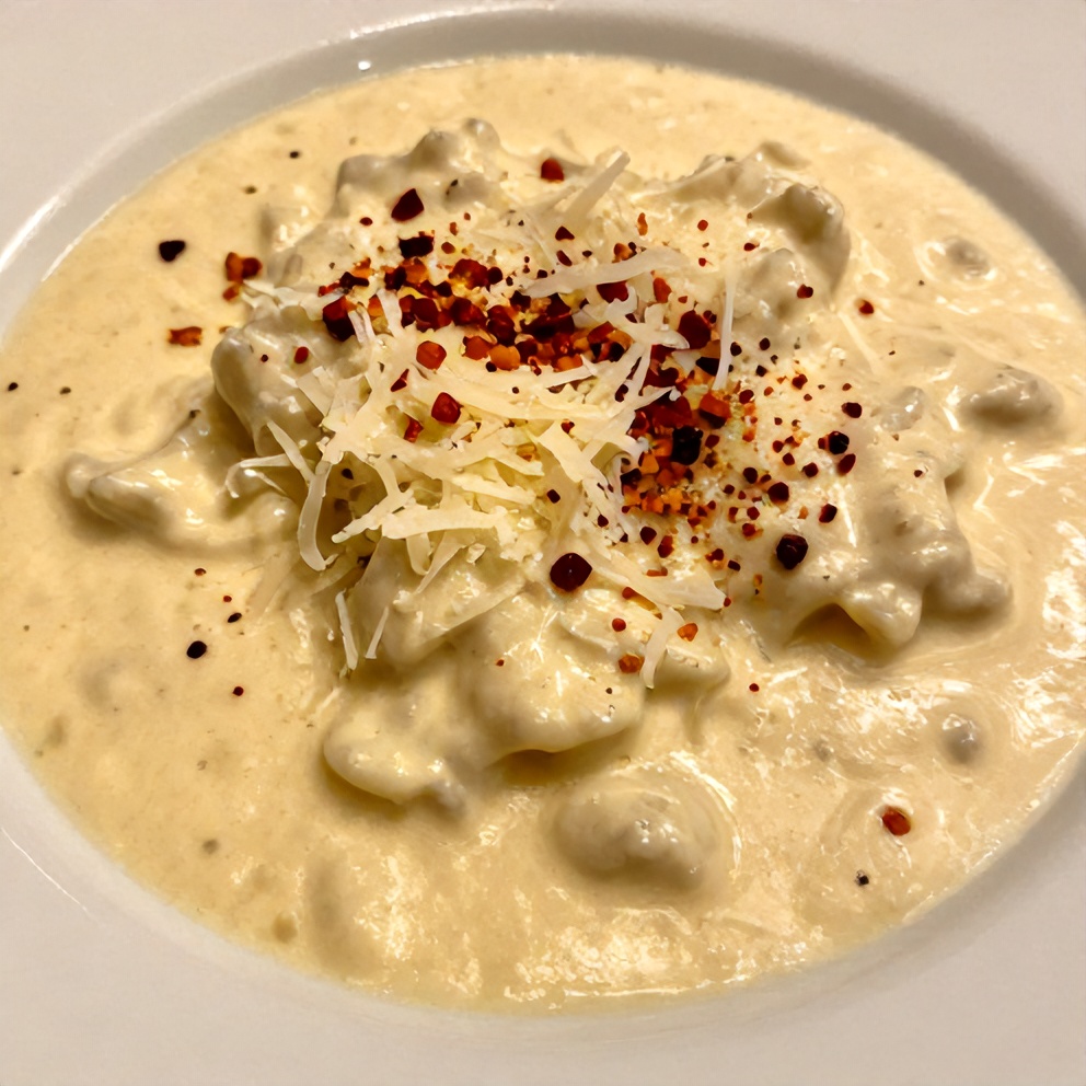 A serving of creamy Zuppa Toscana Casserole on a plate