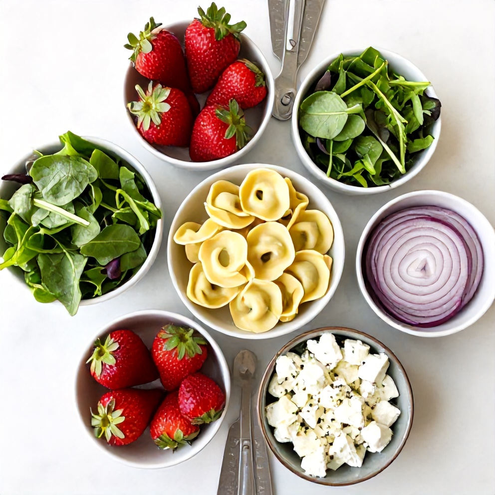 Raw ingredients for Fresh Apple Tortellini Salad