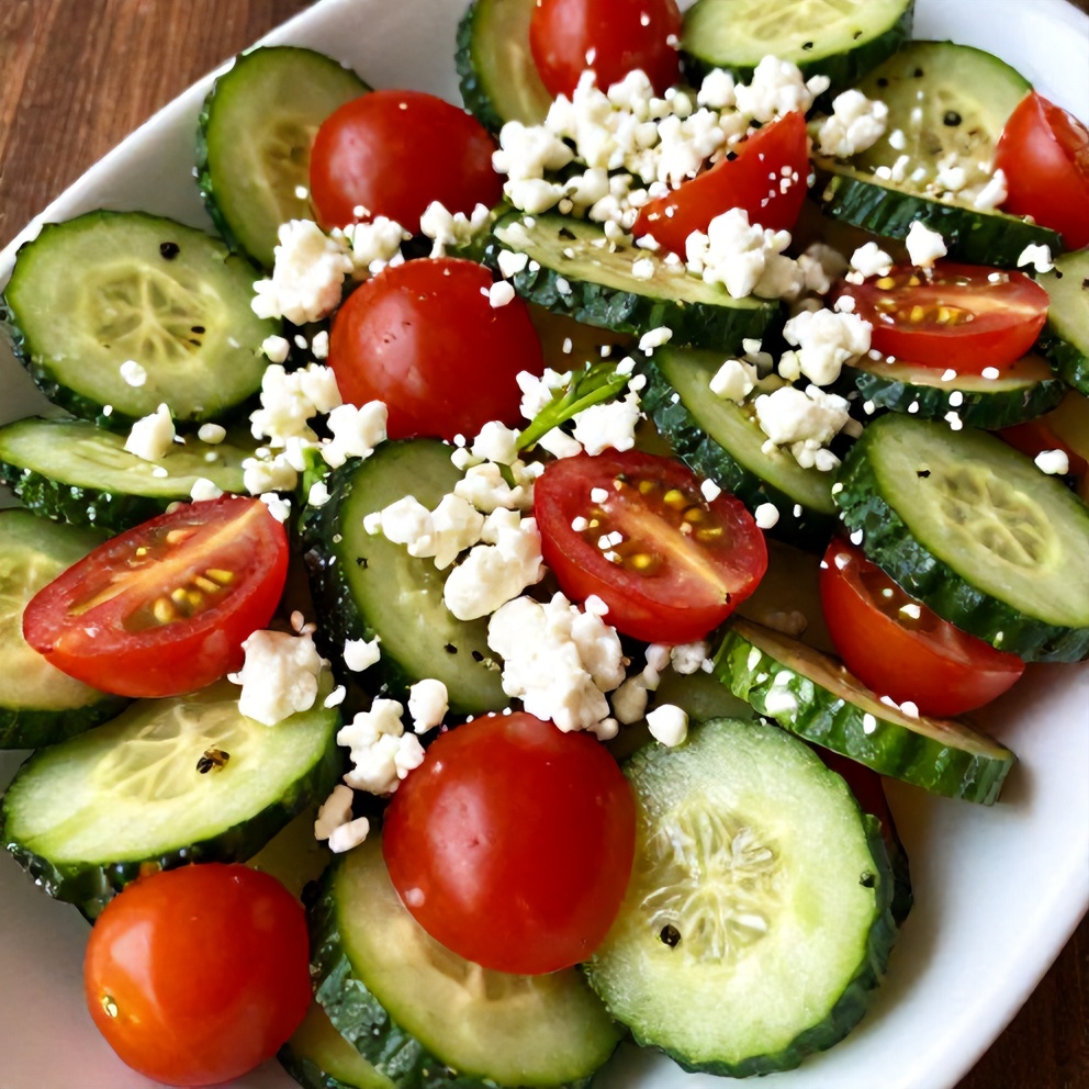 fresh cucumber tomato feta salad