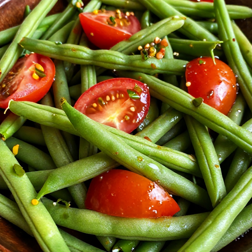 fresh green bean and tomato salad