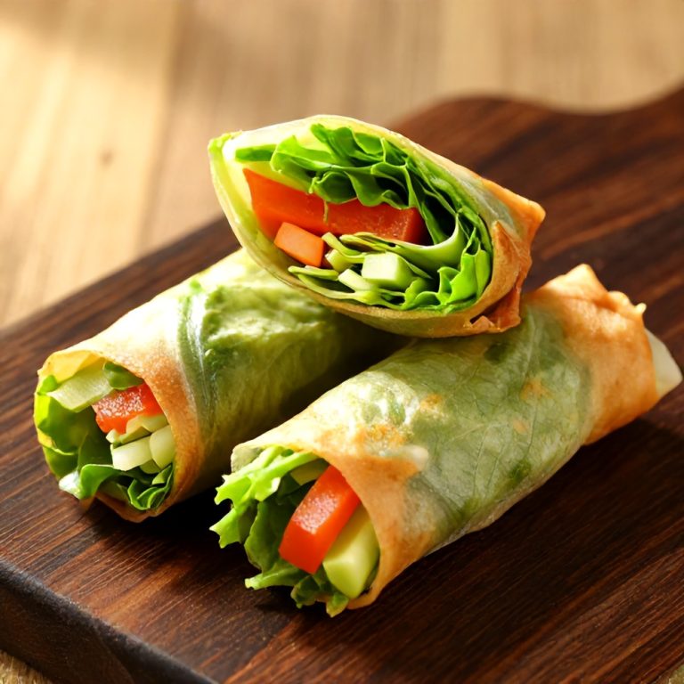 fresh lettuce wrapped veggie spring rolls
