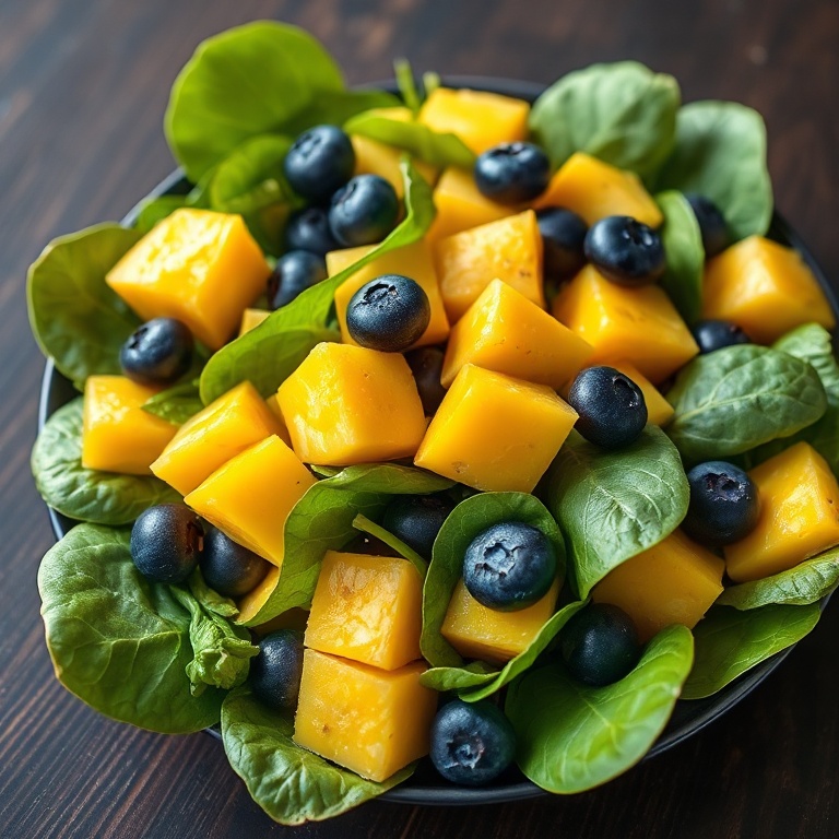 Fresh Mango Blueberry Spinach Salad