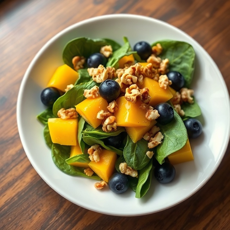 Fresh Mango Blueberry Spinach Salad