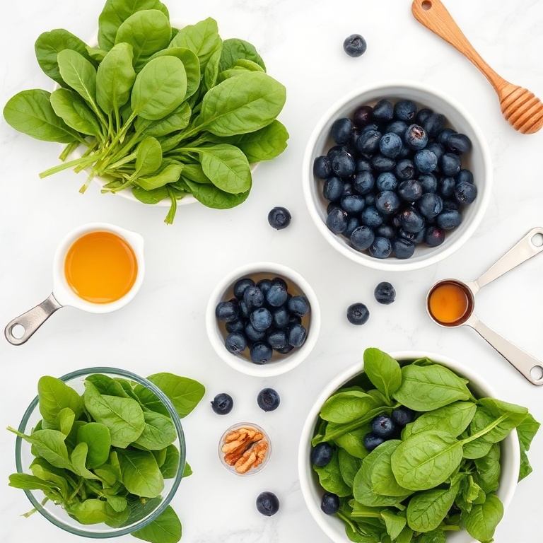 Fresh Mango Blueberry Spinach Salad ingredients