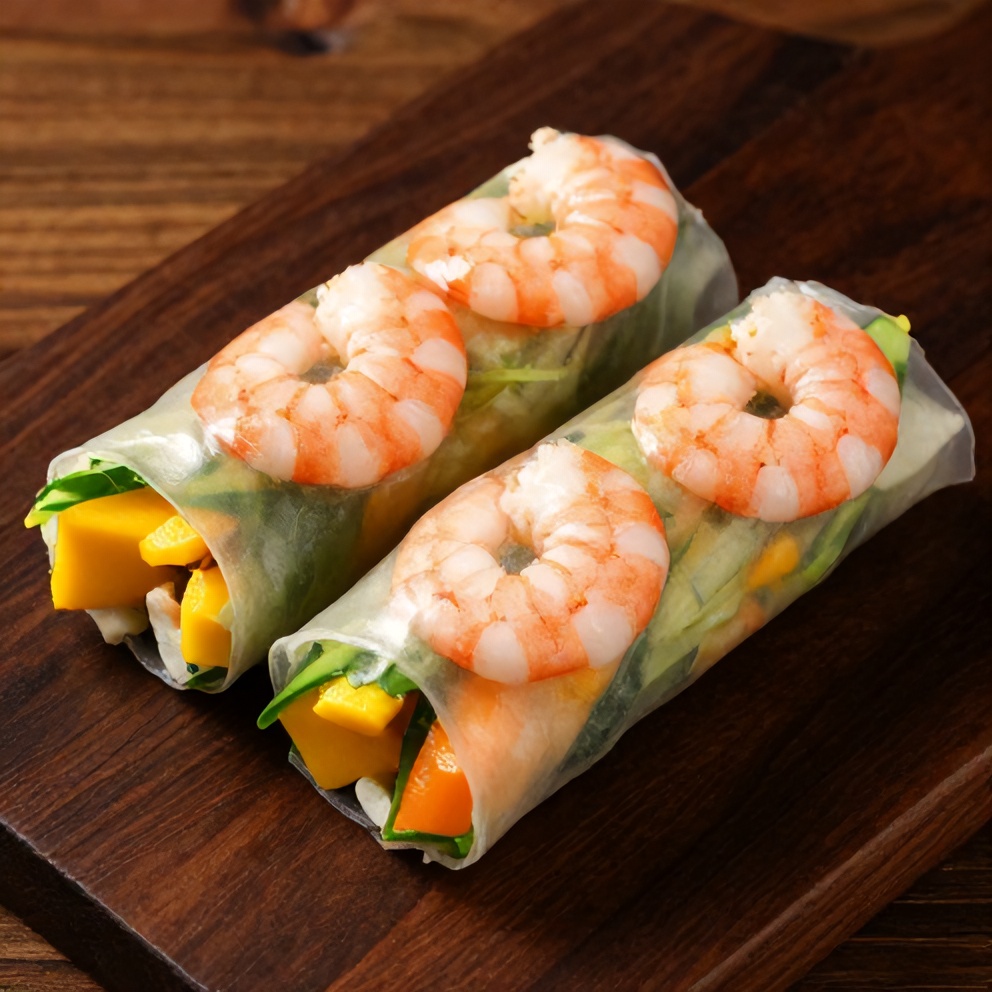 fresh mango shrimp summer rolls