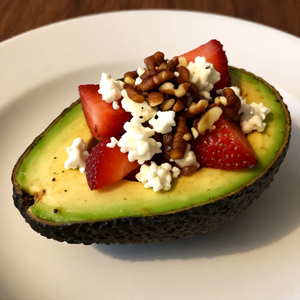 Plated Fresh Strawberry Salsa Stuffed Avocados