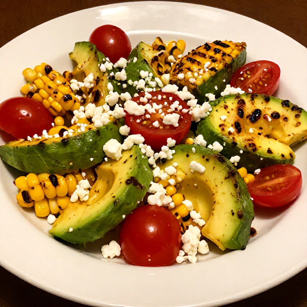 Plated Grilled Corn Avocado Salad