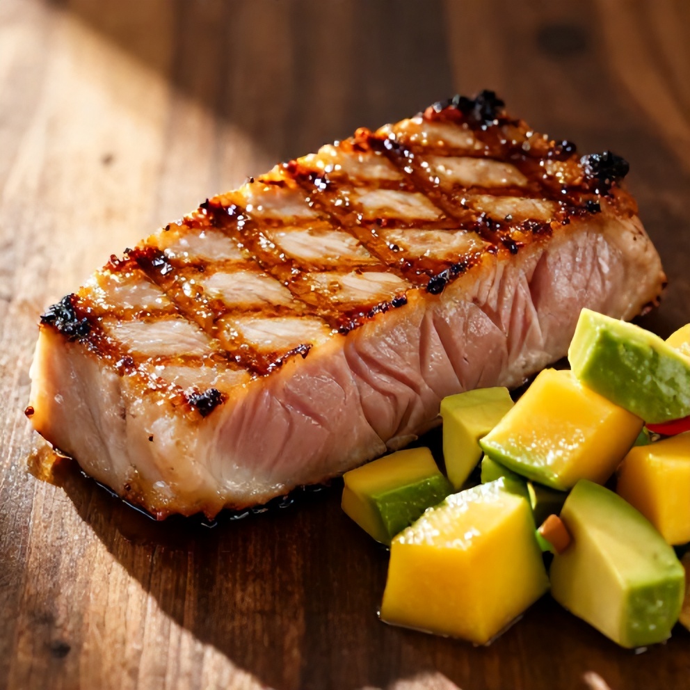 Grilled Tuna Steak with Mango Avocado Salsa