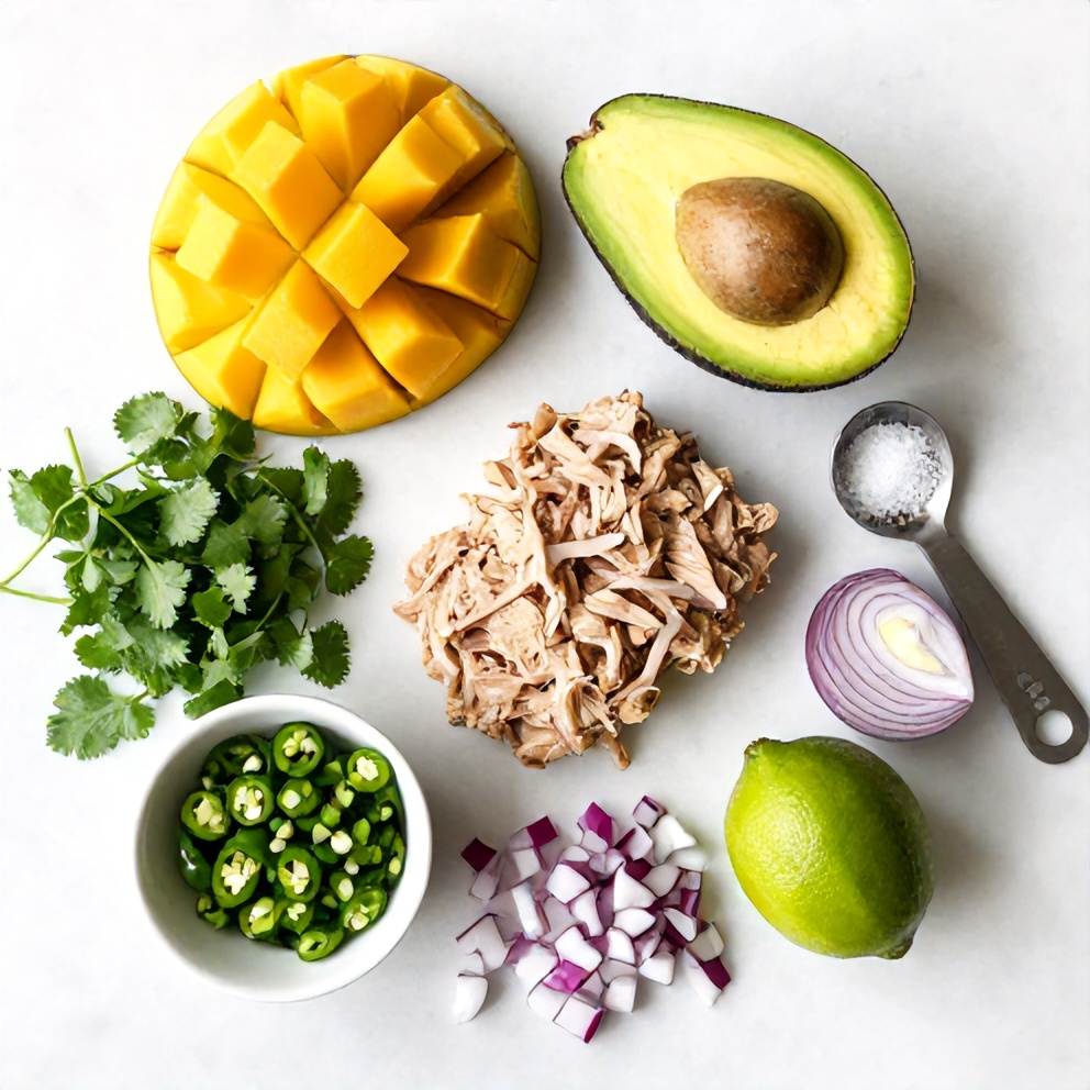 Raw Ingredients for Tuna Steak with Mango Avocado Salsa