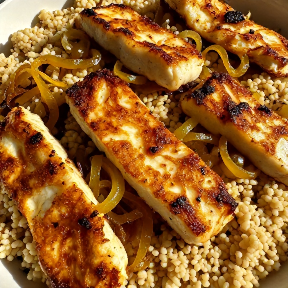 Hot Honey Halloumi Couscous Salad