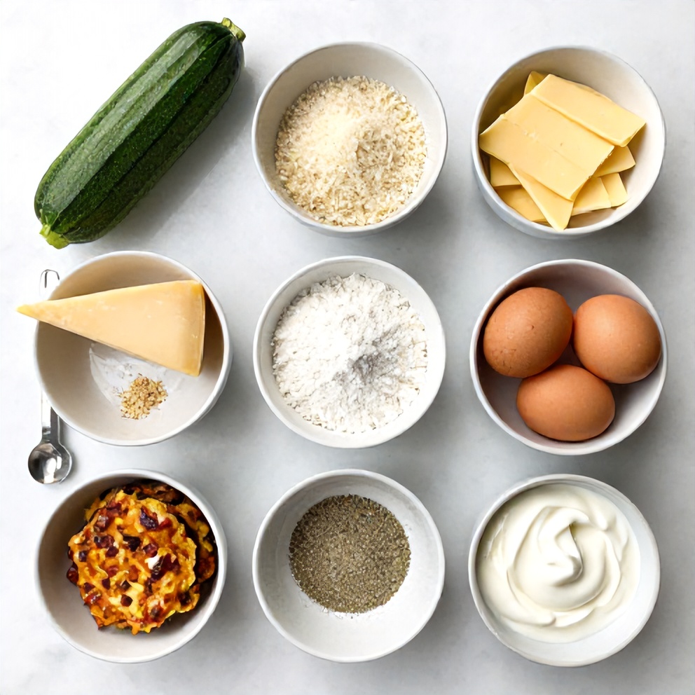 Raw Ingredients for Keto Zucchini Parmesan Fritters