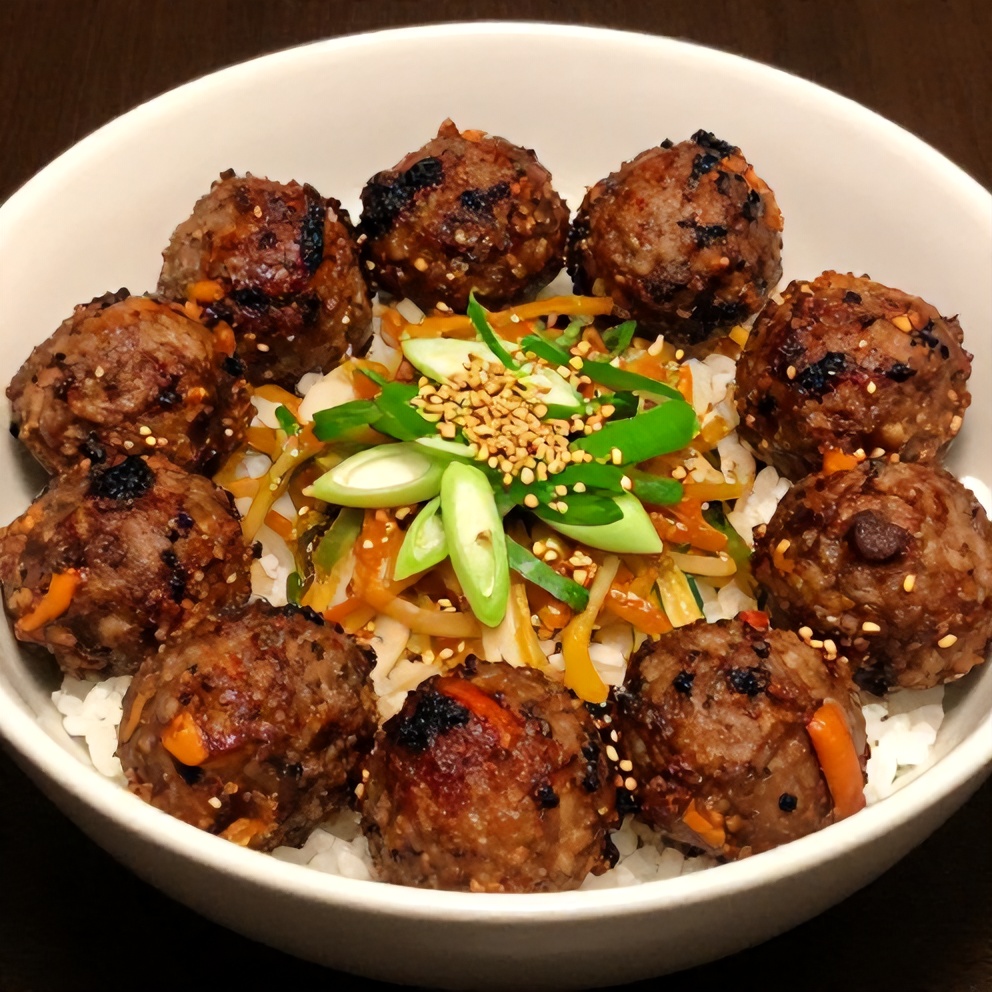 Korean BBQ Meatball Rice Bowl