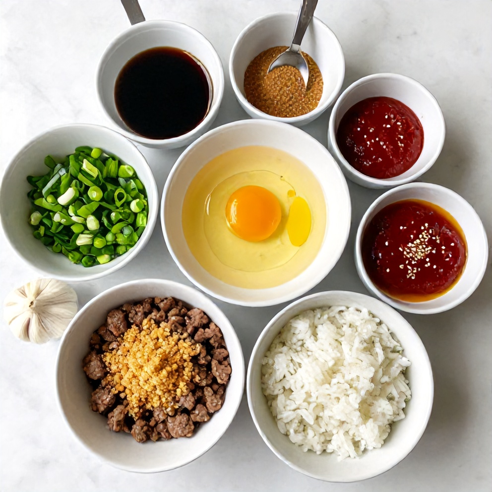 Korean BBQ Meatball Rice Bowls Ingredients