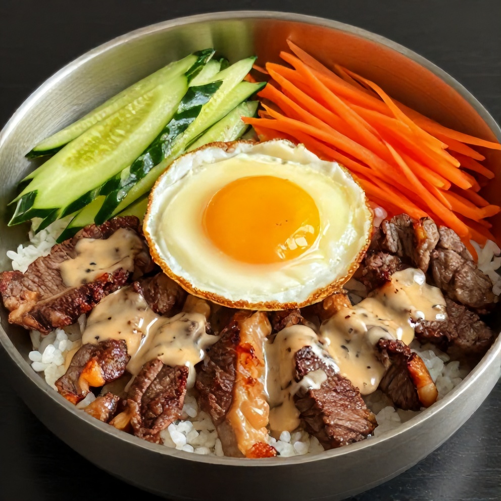 Finished Korean BBQ Steak Rice Bowls
