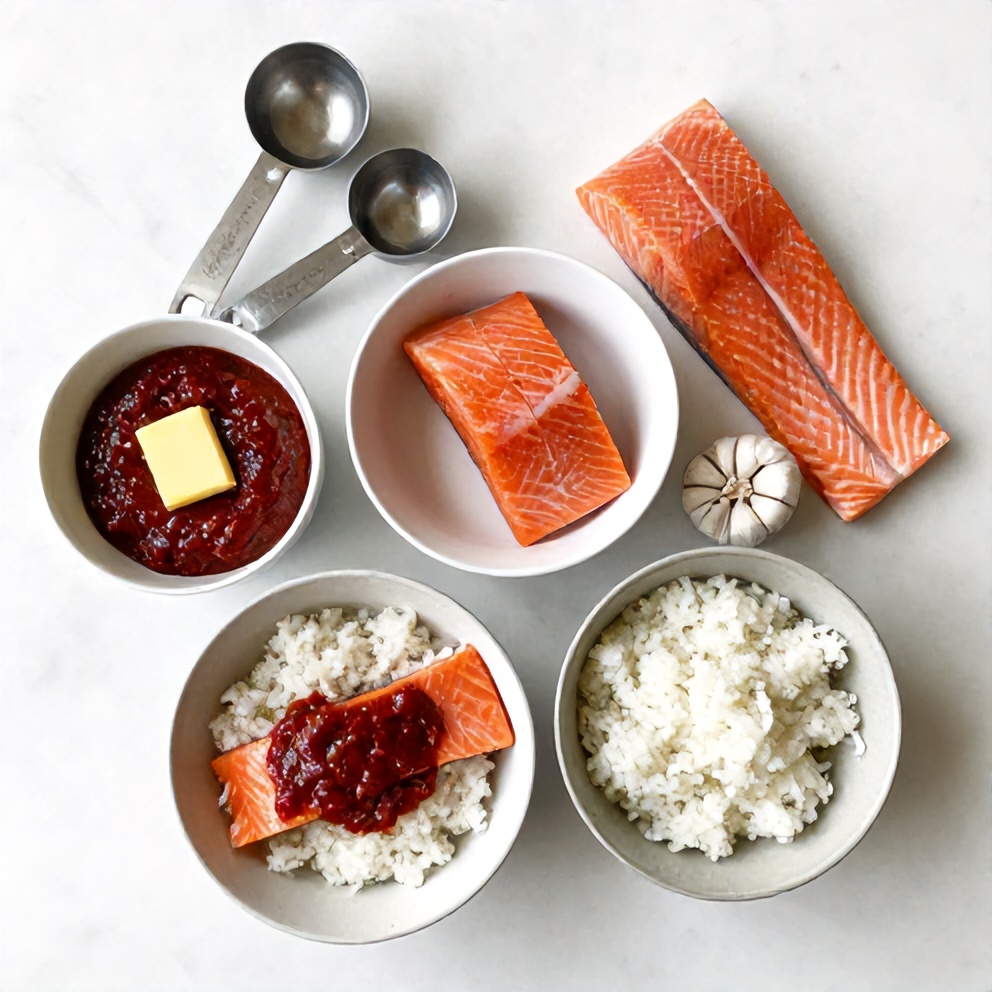 Korean Gochujang Salmon Rice Bowl Ingredients
