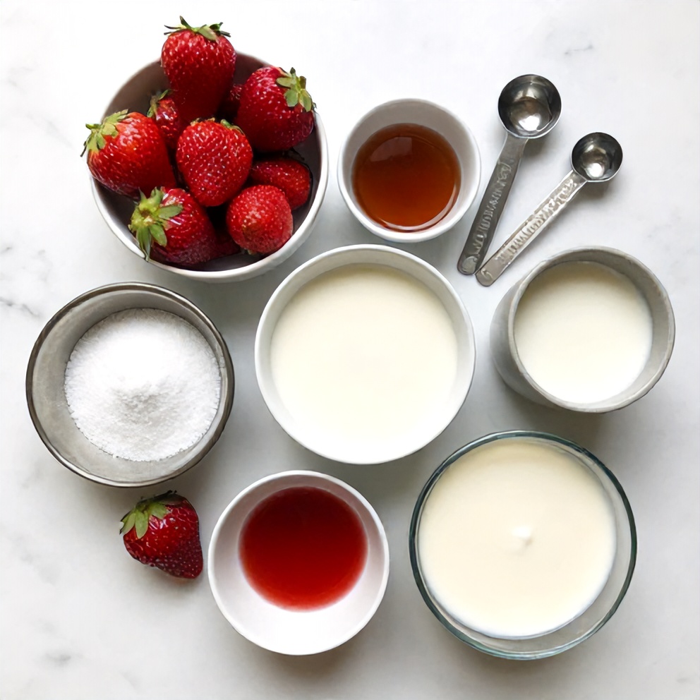 Raw ingredients for Korean strawberry milk