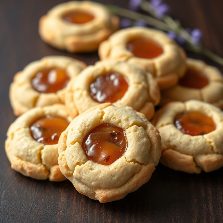 Lavender Apricot Thumbprint Cookies