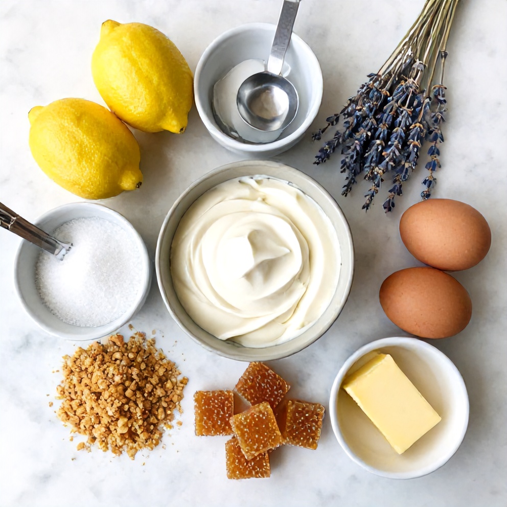 Raw Ingredients for Lemon Lavender Cheesecake