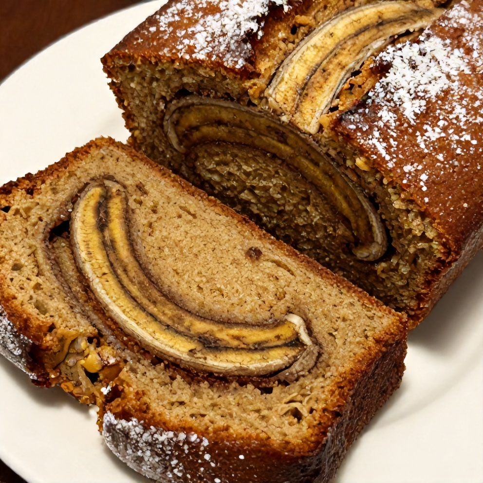 Sliced moist banana bread