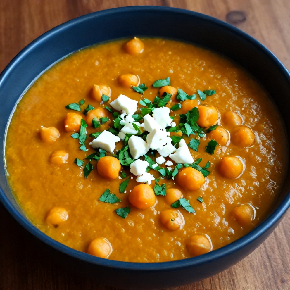 Bowl of Moroccan Sweet Potato and Chickpea Soup