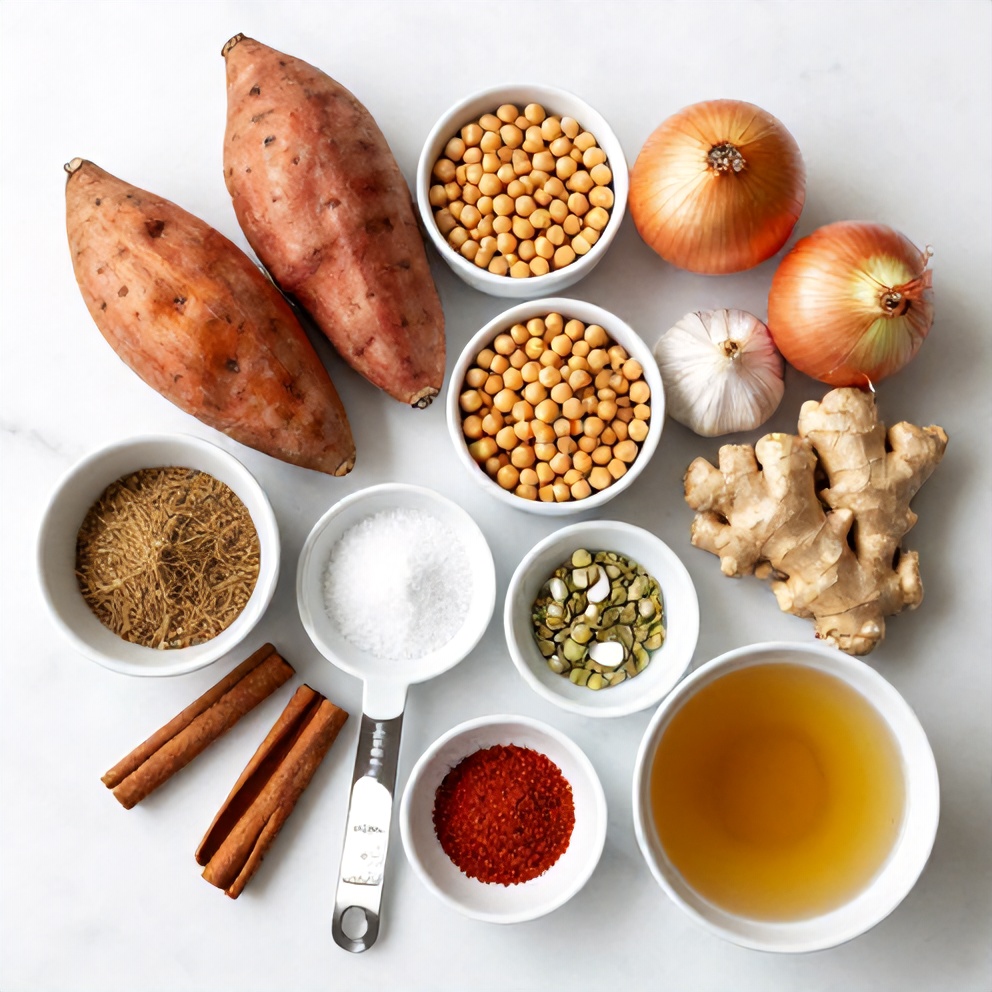 Ingredients for Moroccan Sweet Potato and Chickpea Soup