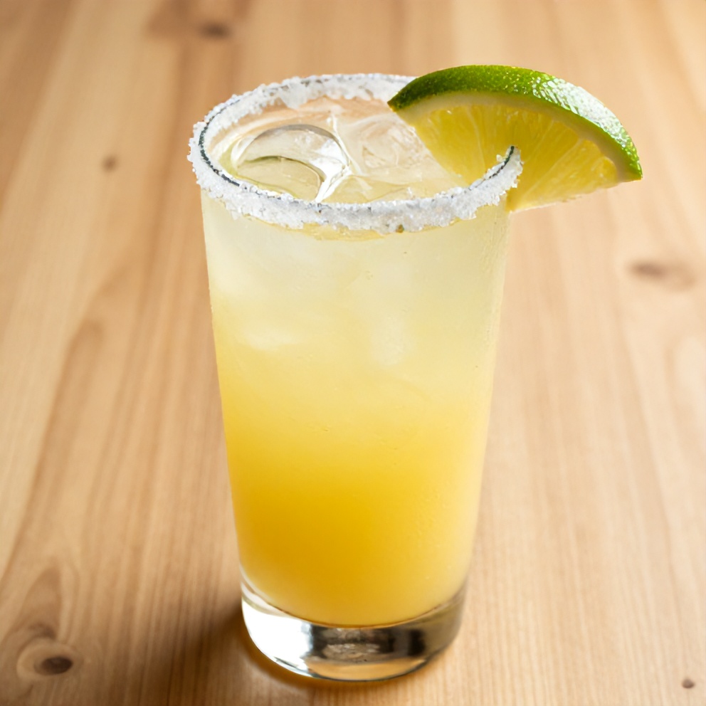Pineapple Margarita Mocktail served in a glass with a salted rim and lime wheel