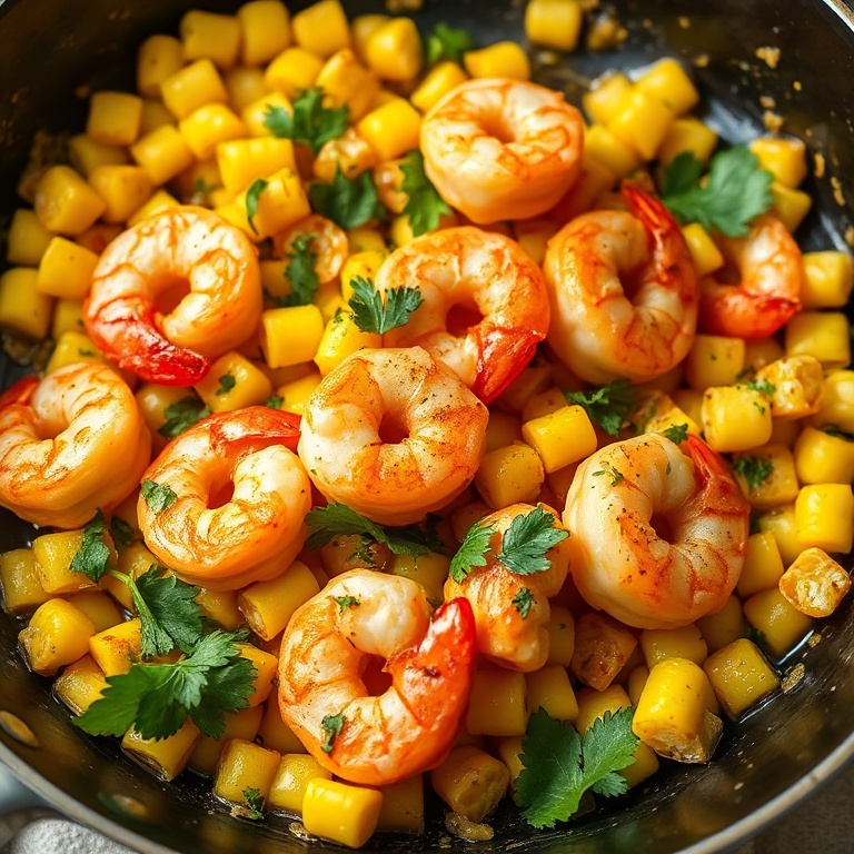 Quick Mexican Street Corn and Shrimp Skillet