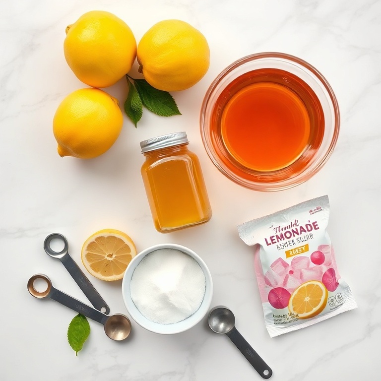 Ingredients for Refreshing Honey Lemon Pink Soda