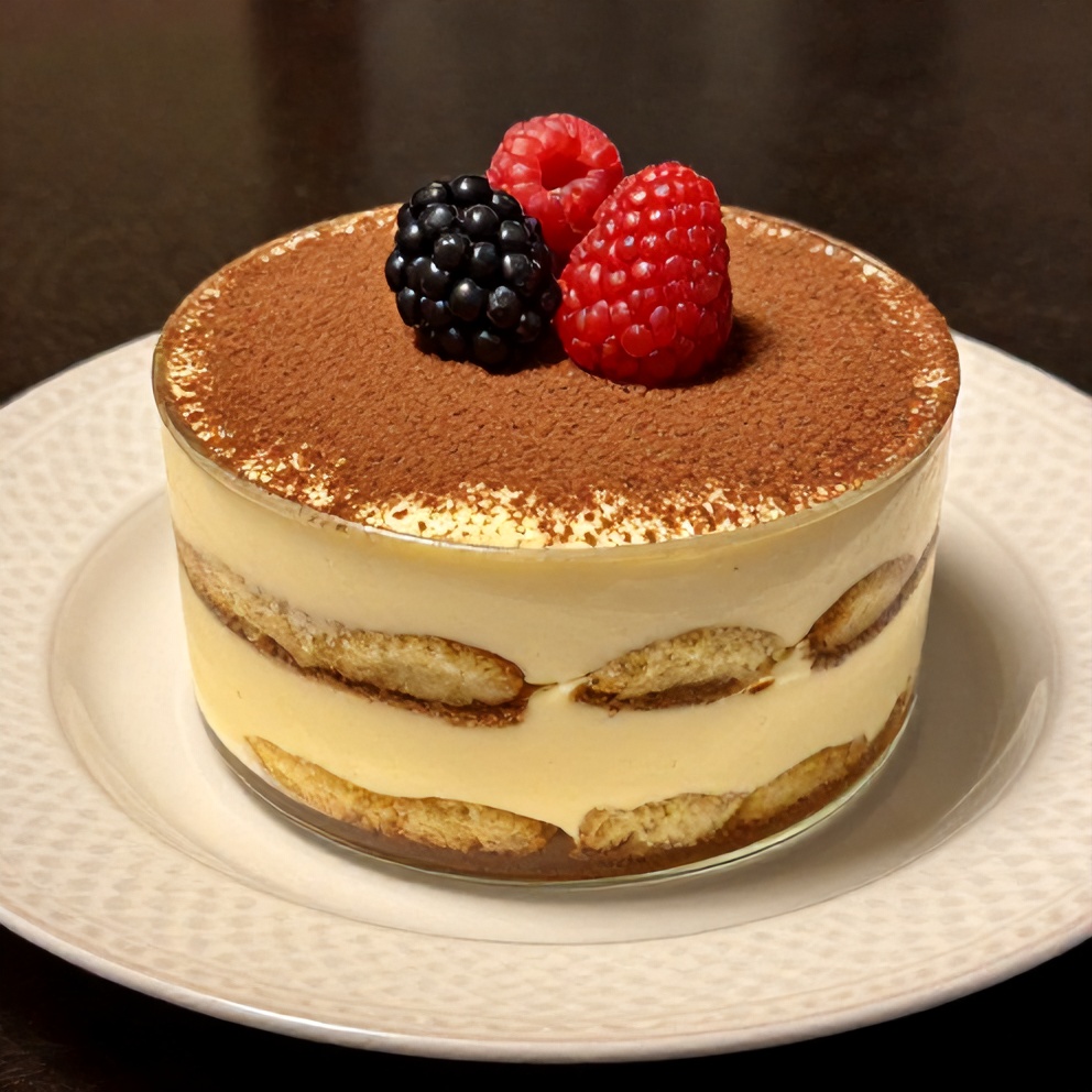 Lemon tiramisu served in a glass with fresh berries