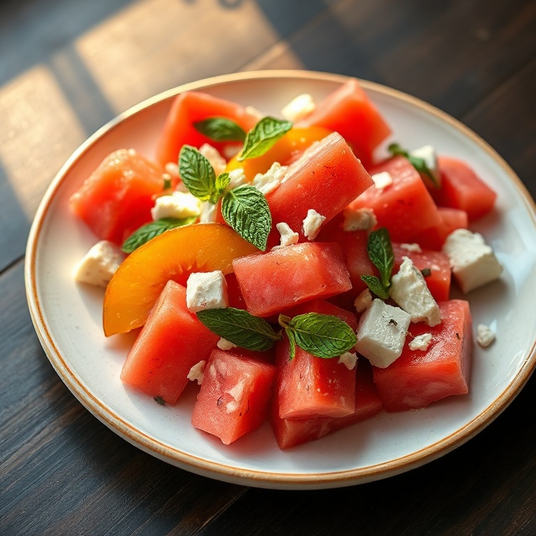 Refreshing Peach Watermelon Salad