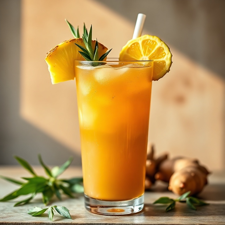 Refreshing Pineapple Ginger Beef Broth Mocktail