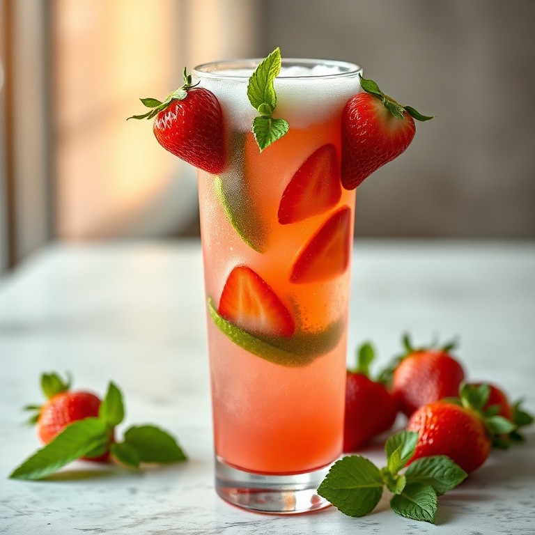 Refreshing Strawberry Mocktail Spritzer