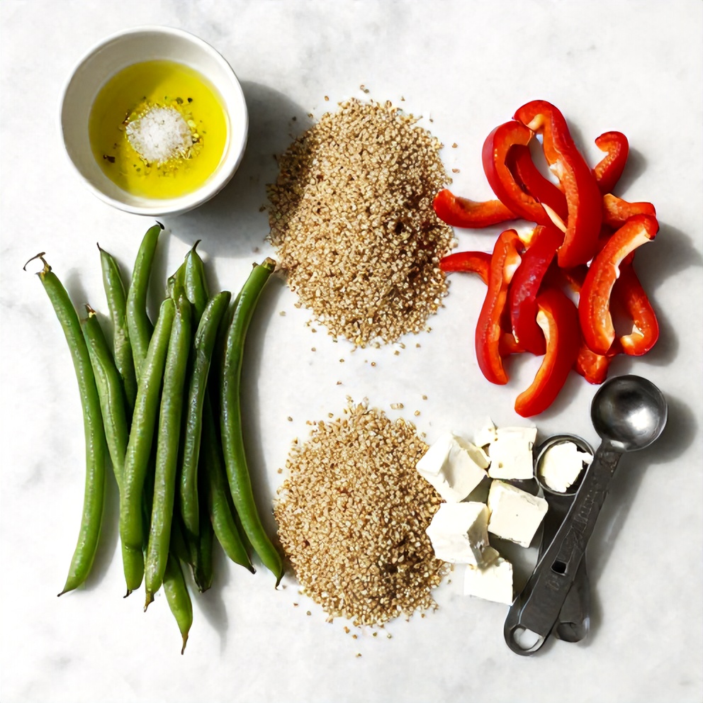 Raw Ingredients for Roasted Green Bean Quinoa Salad