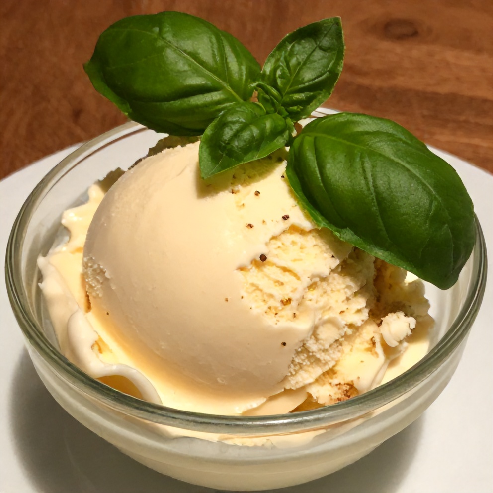 Plated Lime Twist Roasted Strawberry Basil Ice Cream