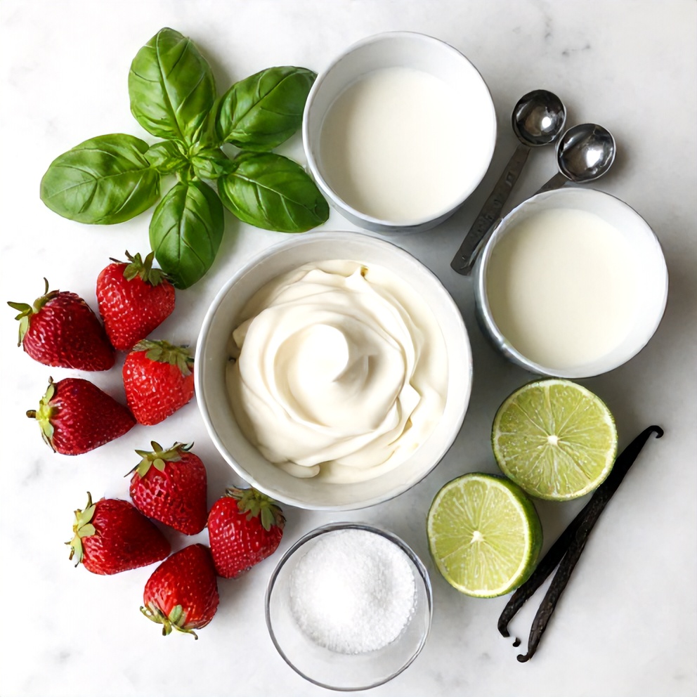 Roasted Strawberry Basil Ice Cream Ingredients
