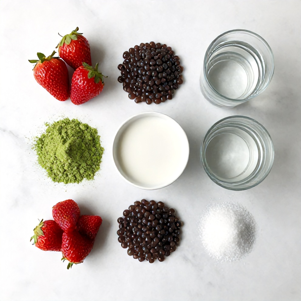 Strawberry Matcha Sago Dessert ingredients