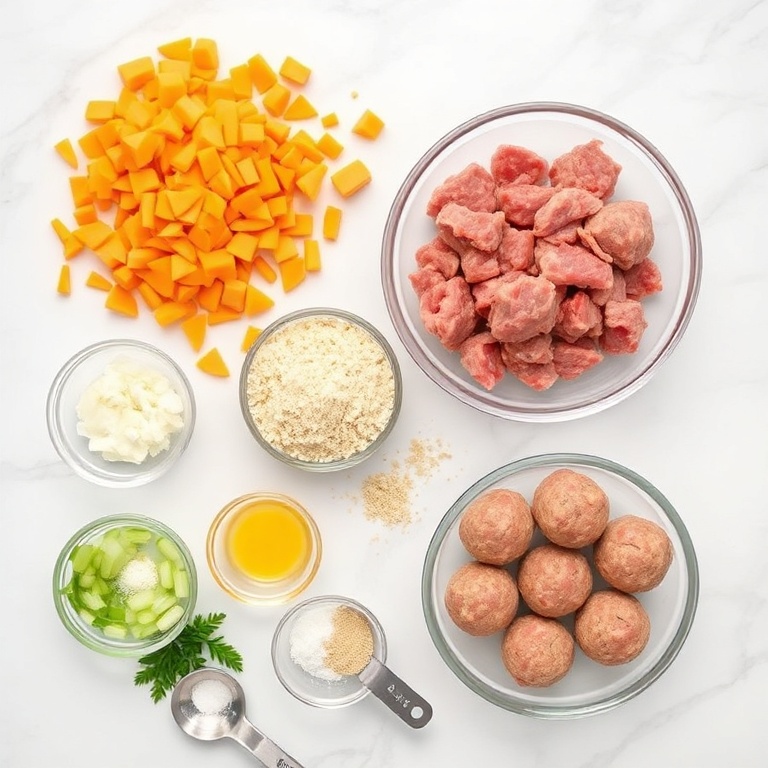 Ingredients for Sweet Potato Pork Meatballs with Bourbon Maple Sauce