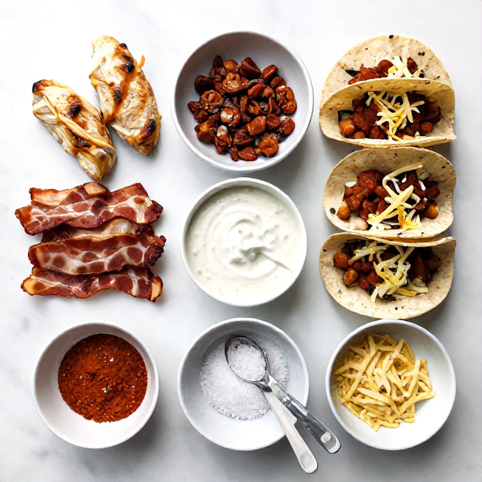 Raw Ingredients for Baked Chicken Bacon Ranch Tacos