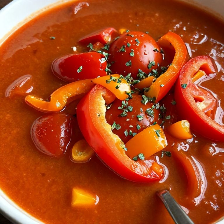 Chilled Mediterranean Tomato and Roasted Pepper Soup