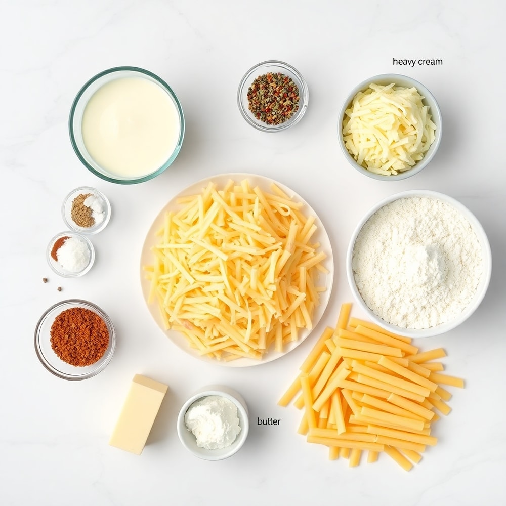 Raw ingredients for chicken pasta bake