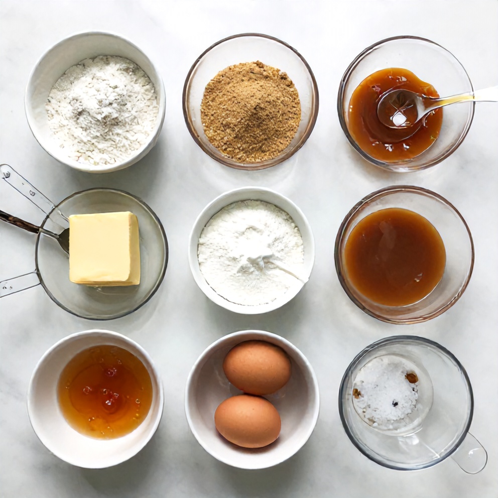 Raw ingredients for Salted Caramel Cheesecake Bars