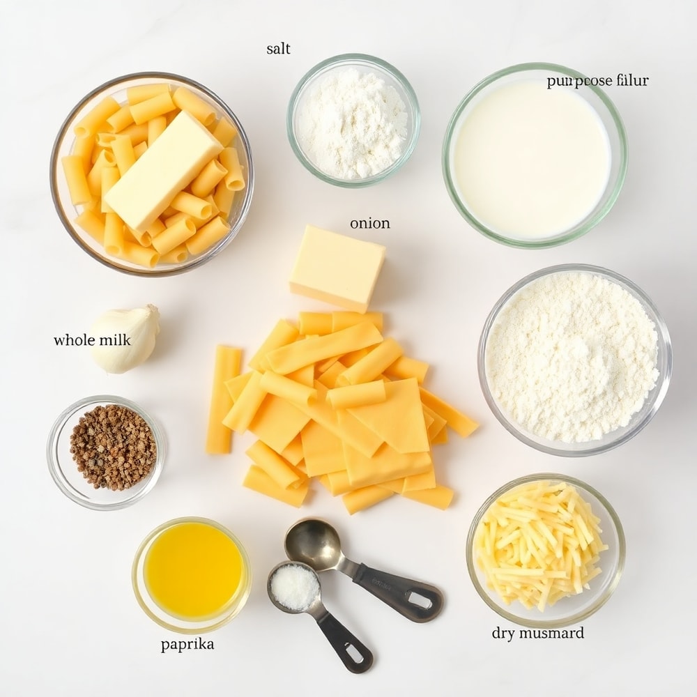 Ingredients for Creamy Baked Macaroni and Cheese