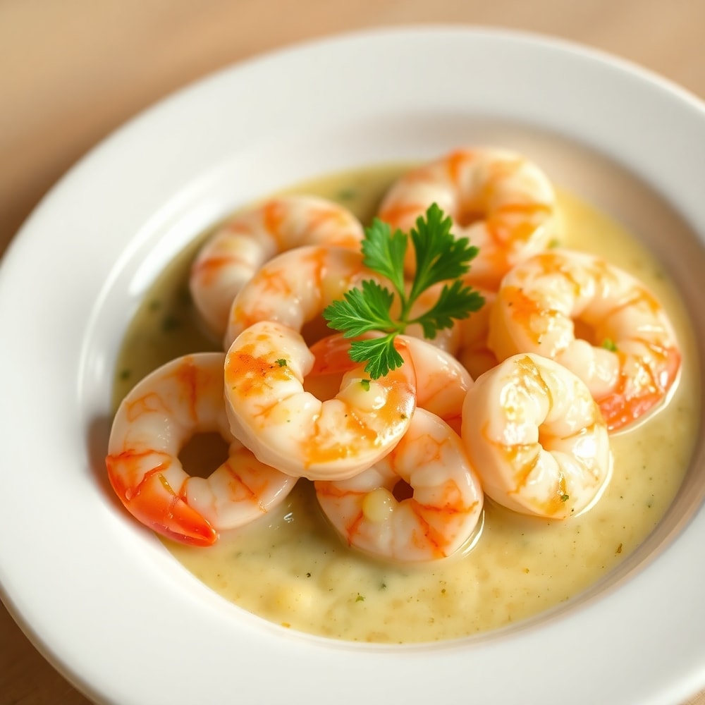 Plated Creamy Garlic Shrimp