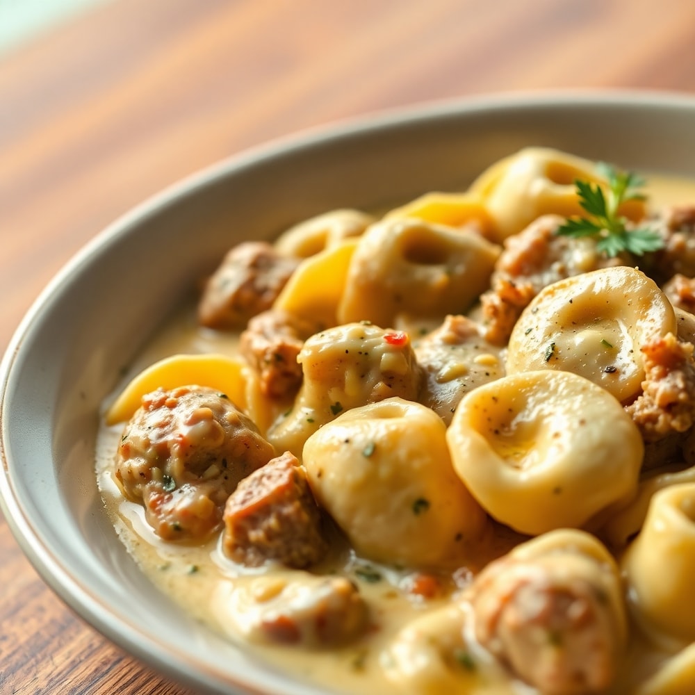 creamy garlic steak tortellini