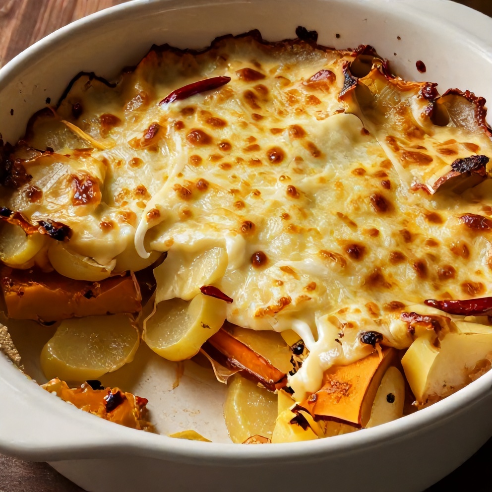 creamy pumpkin and potato gratin