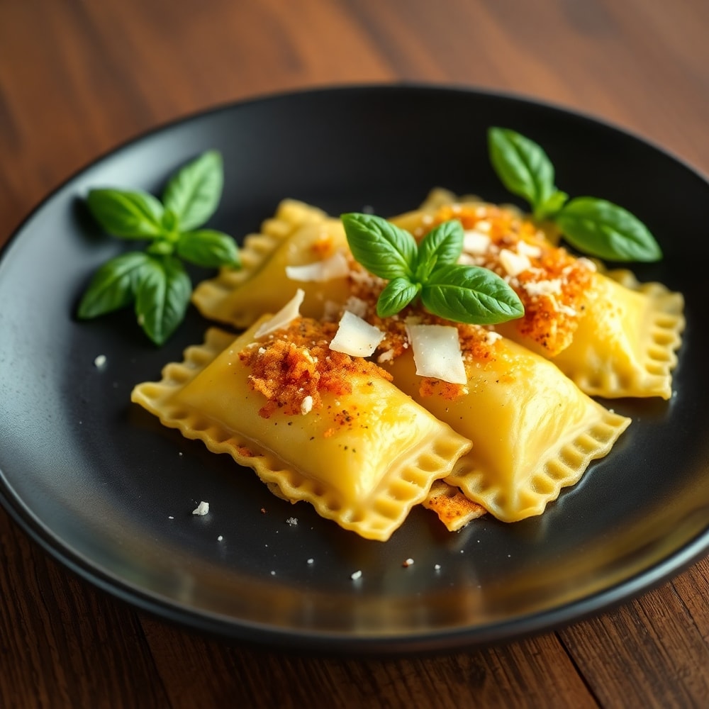 Plated Crispy Air Fryer Ravioli