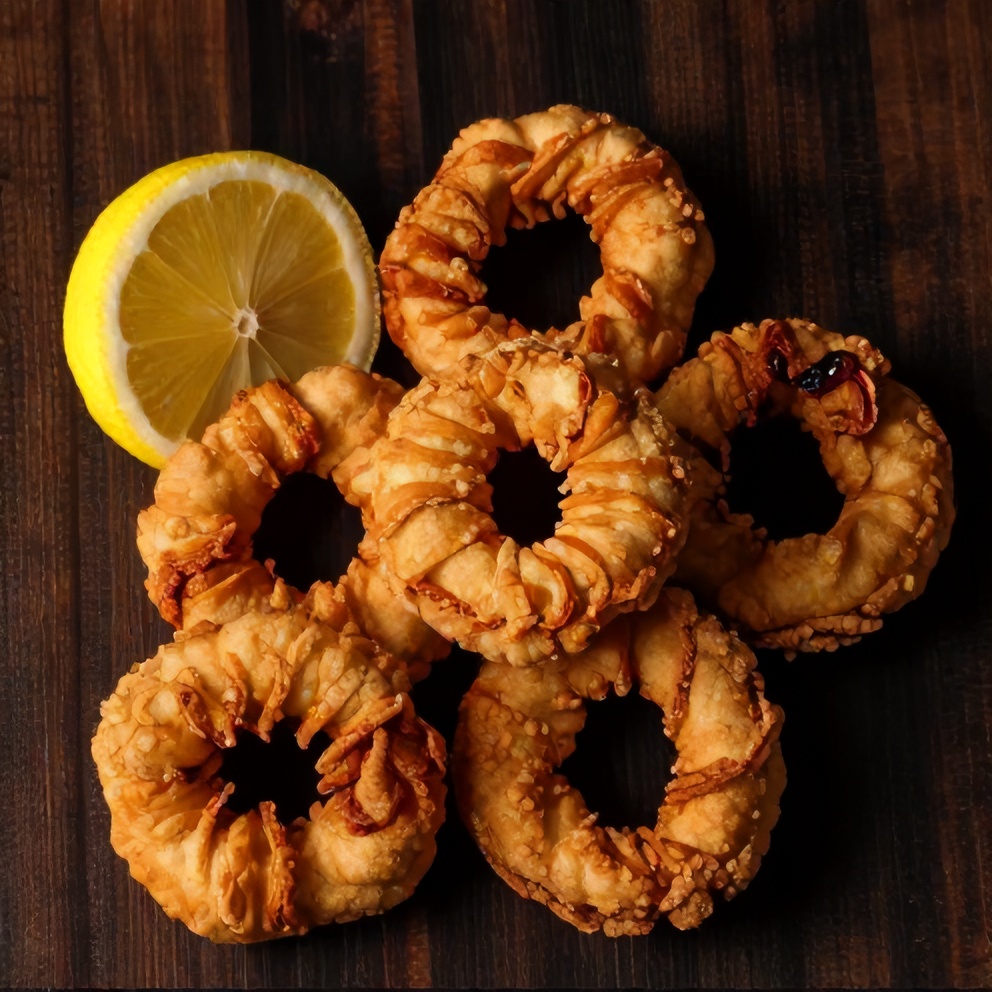 Plated serving of Crispy Bite-Sized Blooming Onions