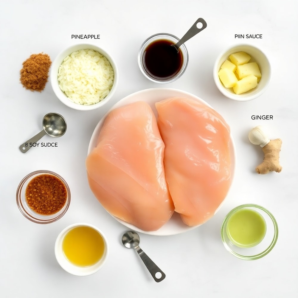 Raw ingredients for Brown Sugar Pineapple Chicken