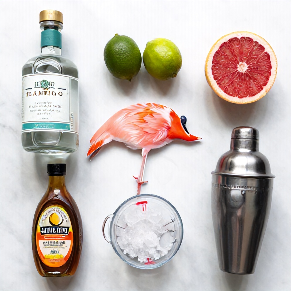 Raw ingredients for Electric Flamingo Drink